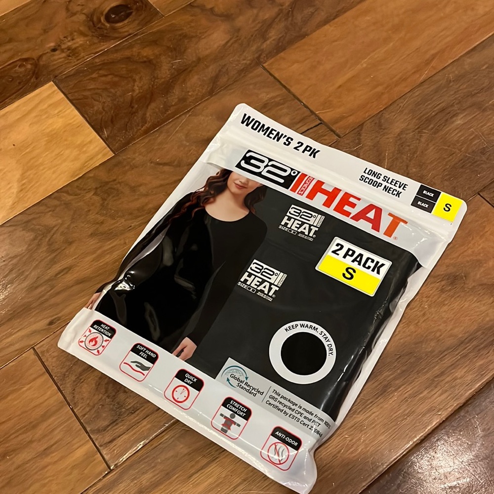 Brand new 32degree, base layer, long sleeve, 2 pack black shirts.